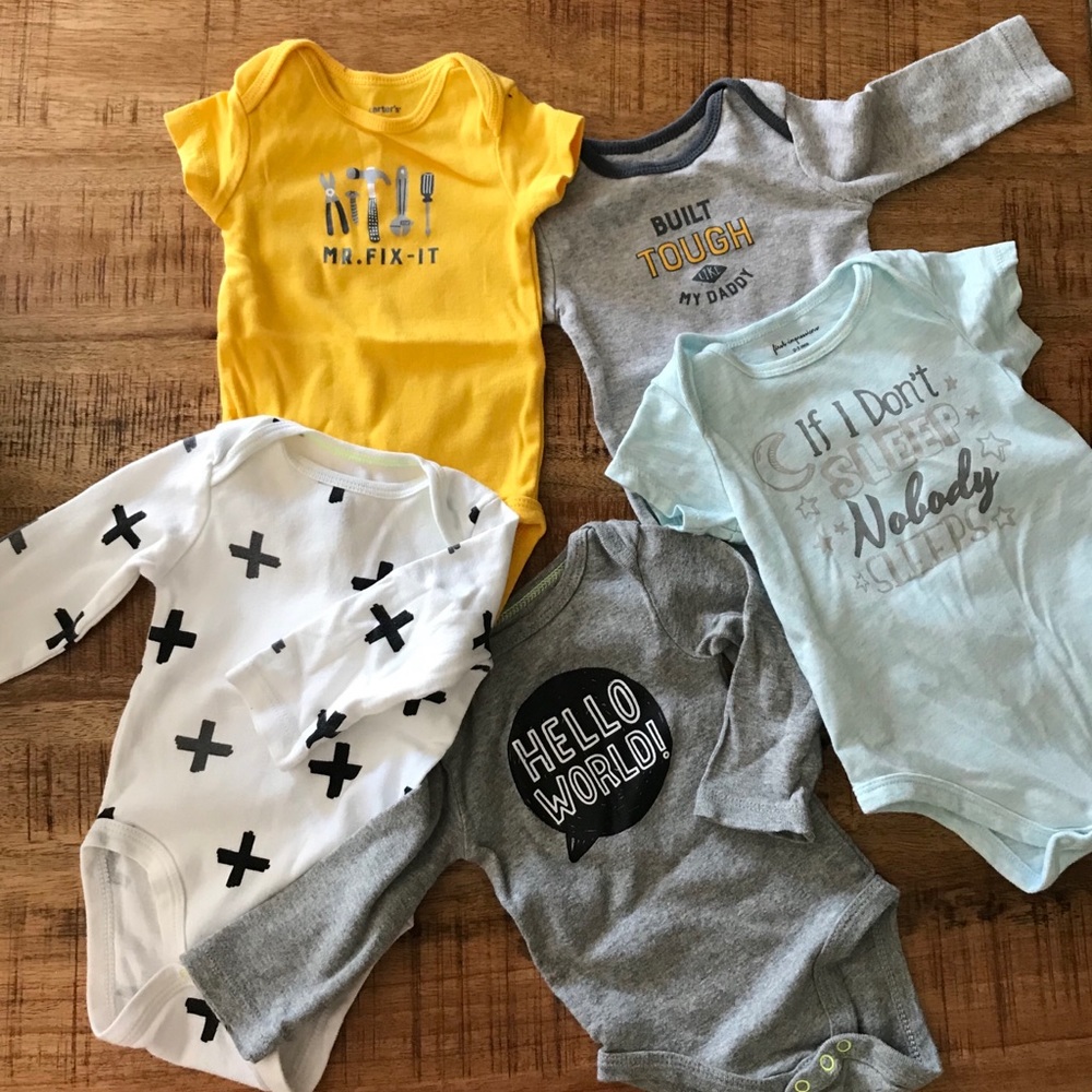 Short and long sleeve baby boy onesies 0-3 months